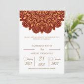 Traditionele ROOD GOUD Brons Mandala Indiase bruil Kaart (Staand voorkant)