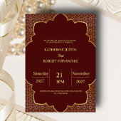 Traditionele ROOD GOUD Brons Mandala Indiase bruil Kaart