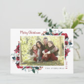 Traditionele Rood Groene Bloemrijke Kerstkaart (Staand voorkant)