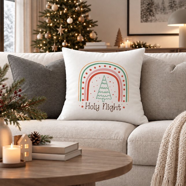Traditionele Rood Groene Boho Kerst Accent Kussen (Traditional Red Green Boho Christmas Accent Pillow)