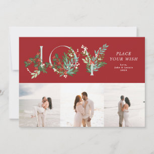 Traditionele Roodbladige Botanische JOY Collage Fo Feestdagenkaart