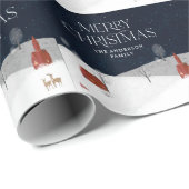 Traditionele roodbruine winterkerst cadeaupapier (Rol Hoek)