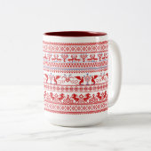 Traditionele roodrussische versiering tweekleurige koffiemok (Voorkant rechts)