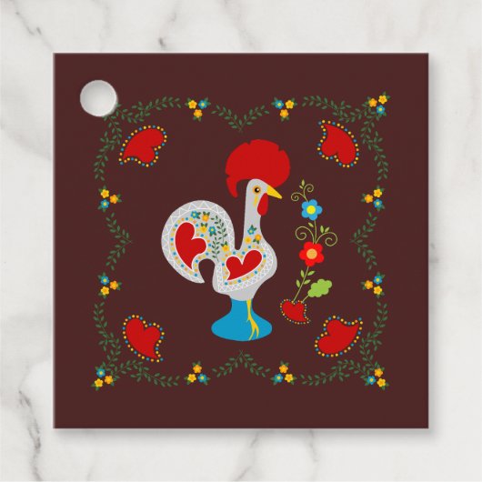 Traditionele Rooster Happy Birthday Bedankjes Labels (Voorkant)