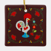 Traditionele Rooster van Barcelona Happy Birthday Keramisch Ornament (Voorkant)
