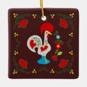 Traditionele Rooster van Barcelona Happy Birthday Keramisch Ornament