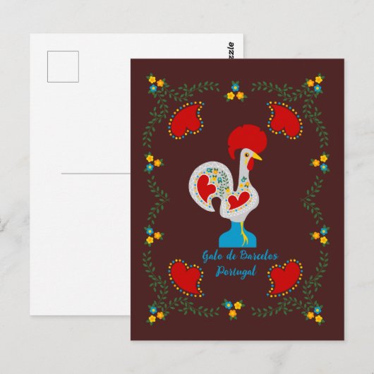 Traditionele rooster van Barcelona in wit Briefkaart (Voorkant / Achterkant)