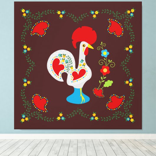 Traditionele rooster van Barcelona in wit Canvas Afdruk (Insitu (Houten vloer))