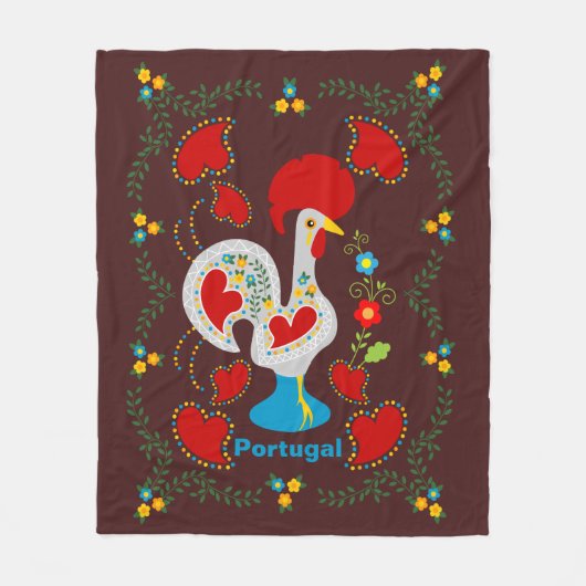 Traditionele rooster van Barcelona in wit Fleece Deken (Voorkant)