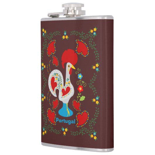 Traditionele rooster van Barcelona in wit Heupfles (Links)