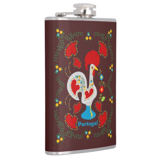 Traditionele rooster van Barcelona in wit Heupfles (Rechts)