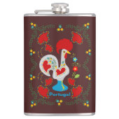 Traditionele rooster van Barcelona in wit Heupfles (Voorkant)