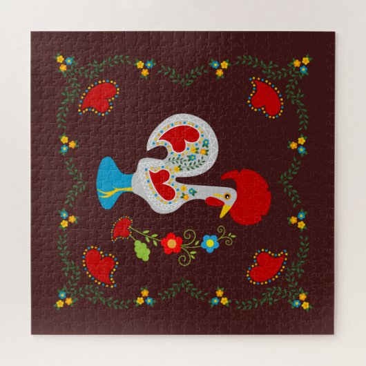 Traditionele rooster van Barcelona in wit Legpuzzel (Horizontaal)