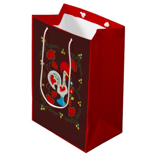 Traditionele rooster van Barcelona in wit Medium Cadeauzakje (Voorkant Gekanteld)
