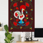 Traditionele rooster van Barcelona in wit Poster (Thuiskantoor)