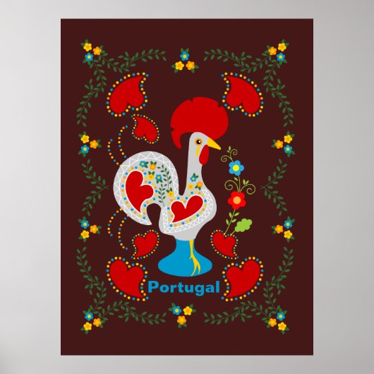 Traditionele rooster van Barcelona in wit Poster (Voorkant)