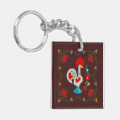Traditionele rooster van Barcelona in wit Sleutelhanger (Voorkant Links)