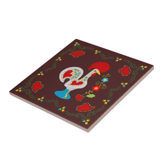 Traditionele rooster van Barcelona in wit Tegeltje (Zijkant)