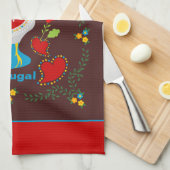 Traditionele rooster van Barcelona in wit Theedoek (Quarter Fold)