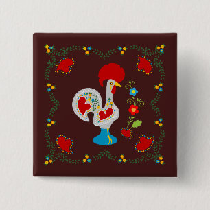 Traditionele rooster van Barcelona in wit Vierkante Button 5,1 Cm