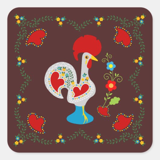 Traditionele rooster van Barcelona in wit Vierkante Sticker (Voorkant)