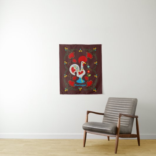 Traditionele rooster van Barcelona in wit Wandkleed (In situ)