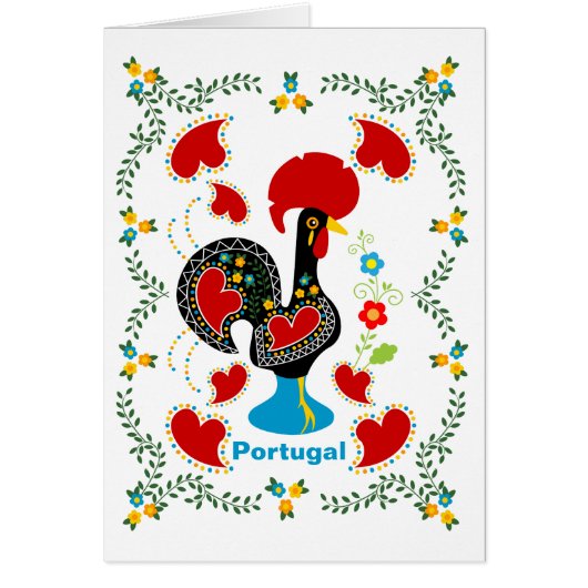 Traditionele rooster van het Portugese wenskaart (Voorkant)
