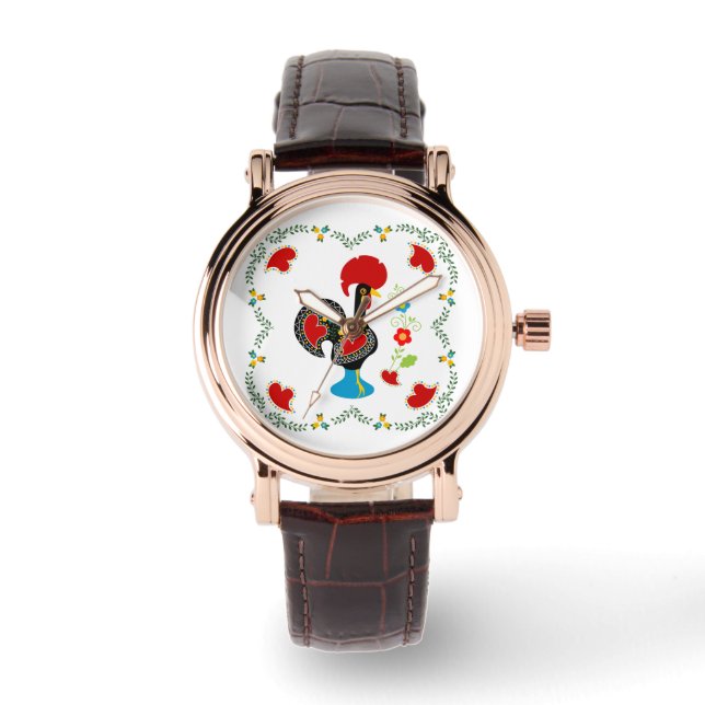 Traditionele Rooster van Portugal Horloge (Voorkant)