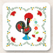 Traditionele rooster van Portugal in zwart Bier Onderzetter (Voorkant)