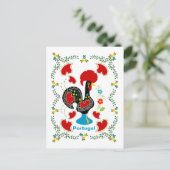 Traditionele rooster van Portugal in zwart Briefkaart (Staand voorkant)