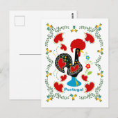 Traditionele rooster van Portugal in zwart Briefkaart (Voorkant / Achterkant)