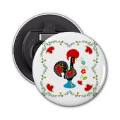 Traditionele rooster van Portugal in zwart Button Flesopener (Voorkant)