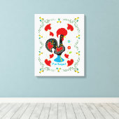 Traditionele rooster van Portugal in zwart Canvas Afdruk (Insitu (Houten vloer))