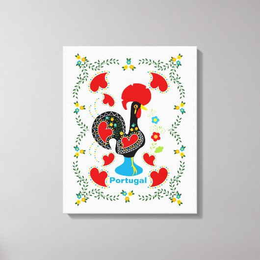 Traditionele rooster van Portugal in zwart Canvas Afdruk (Voorkant)