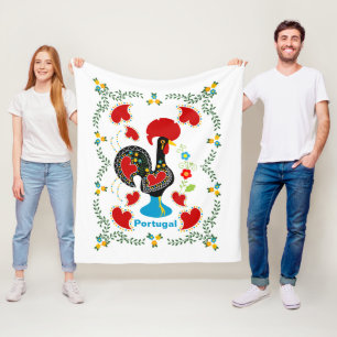 Traditionele rooster van Portugal in zwart Fleece Deken