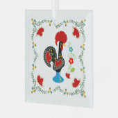 Traditionele rooster van Portugal in zwart Glas Ornament (Voorkant links)