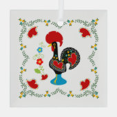 Traditionele rooster van Portugal in zwart Glas Ornament (Achterkant)
