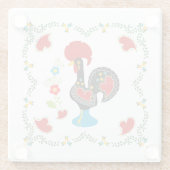 Traditionele rooster van Portugal in zwart Glazen Onderzetter (Achterkant)