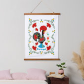 Traditionele rooster van Portugal in zwart Hangend Wandkleed (Slaapkamer)