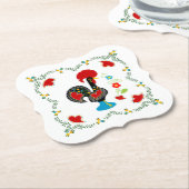 Traditionele rooster van Portugal in zwart Kartonnen Onderzetters (Gekanteld)