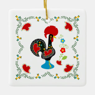 Traditionele rooster van Portugal in zwart Keramisch Ornament