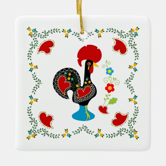 Traditionele rooster van Portugal in zwart Keramisch Ornament (Voorkant)