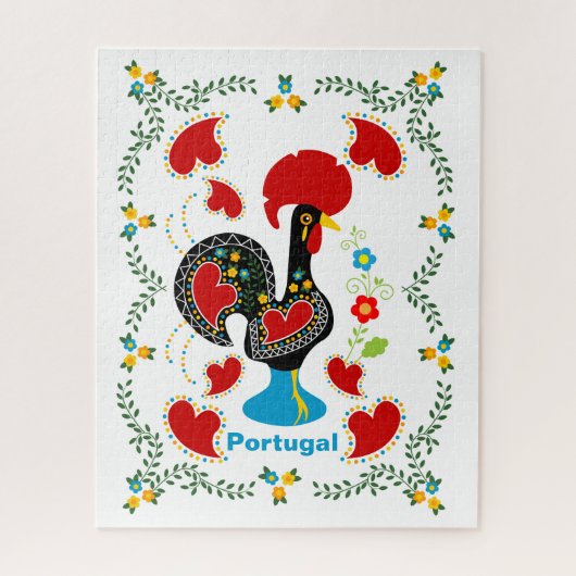 Traditionele rooster van Portugal in zwart Legpuzzel (Verticaal)