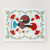 Traditionele rooster van Portugal in zwart Legpuzzel (Horizontaal)