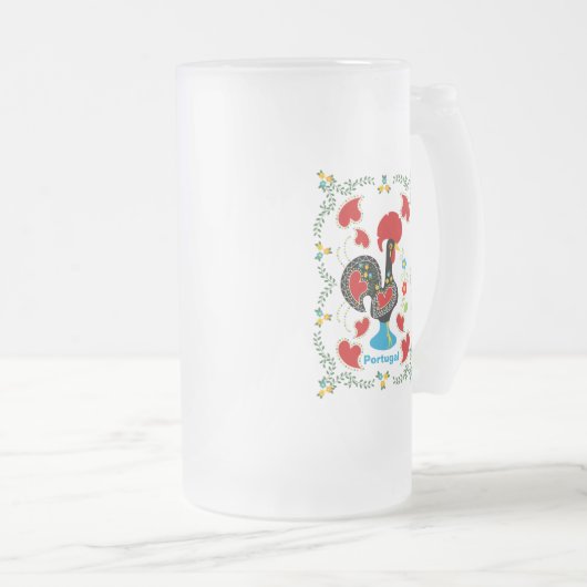 Traditionele rooster van Portugal in zwart Matglas Bierpul (Voorkant rechts)