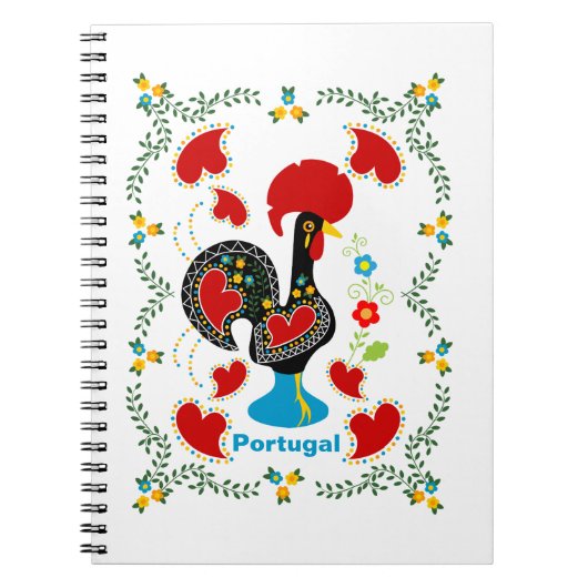 Traditionele rooster van Portugal in zwart Notitieboek (Voorkant)