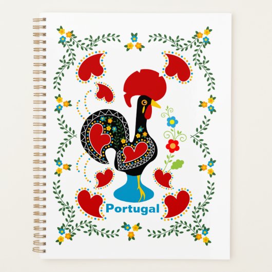 Traditionele rooster van Portugal in zwart Planner (Voorkant)