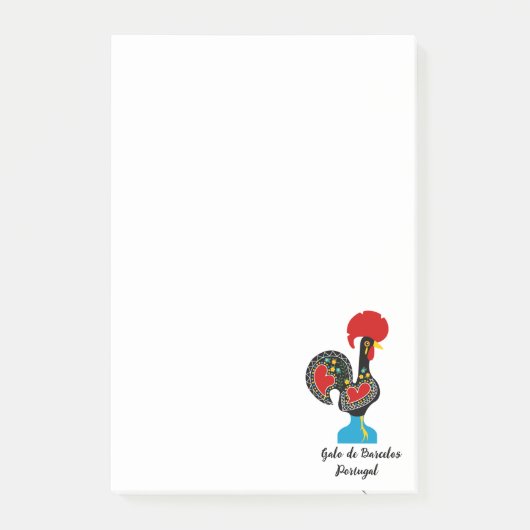 Traditionele rooster van Portugal in zwart Post-it® Notes (Voorkant)