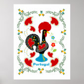 Traditionele rooster van Portugal in zwart Poster (Voorkant)