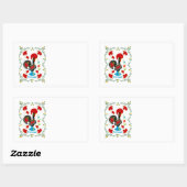 Traditionele rooster van Portugal in zwart Rechthoekige Sticker (Vel)